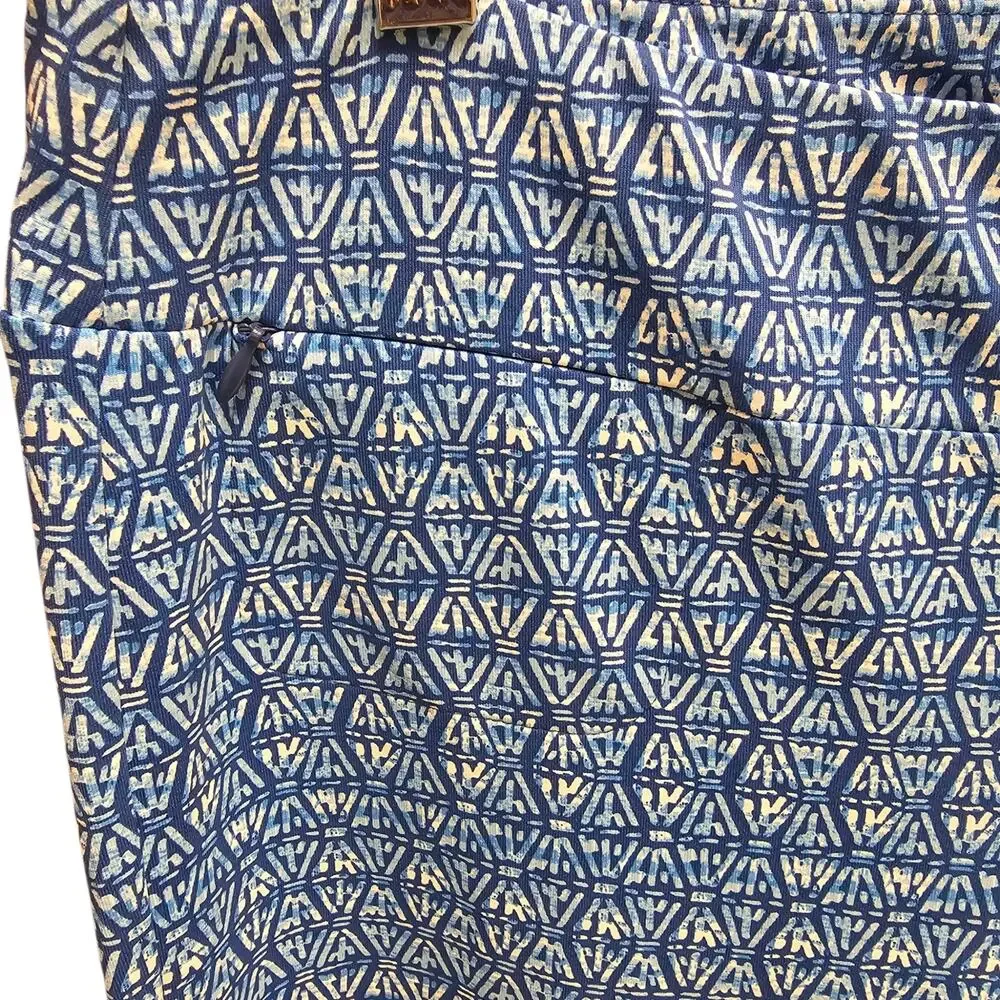J. McLaughlin Carmel Marigot Flare Pants NWT Dark Blue/Blue/White Size L